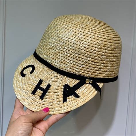 chanel straw baseball hat|black Chanel top hat.